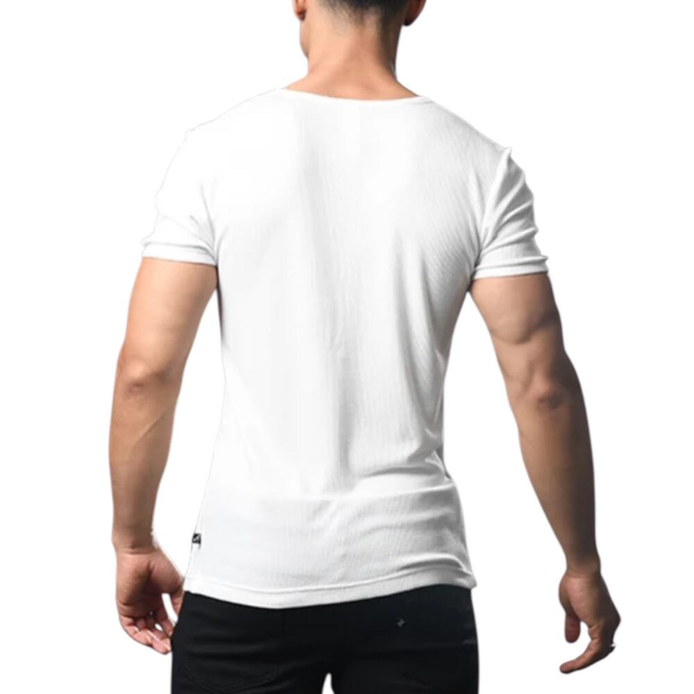 Andrew Christian Rooster Deep V-Neck Tee White Large - Picture 5 of 6